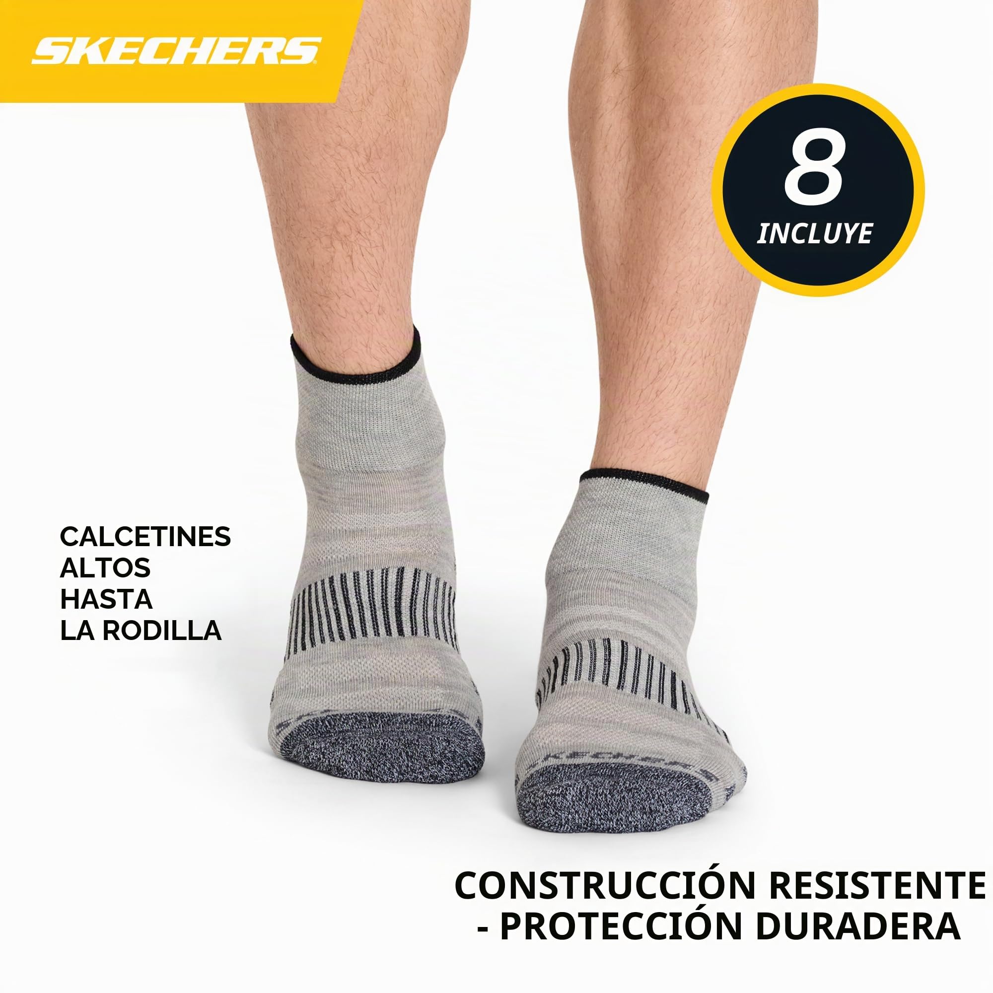 Skechers 8-pack Work Collection High Quarter Crew Socks, Extra Cushion & Mesh Ventilation Calcetines Hombre