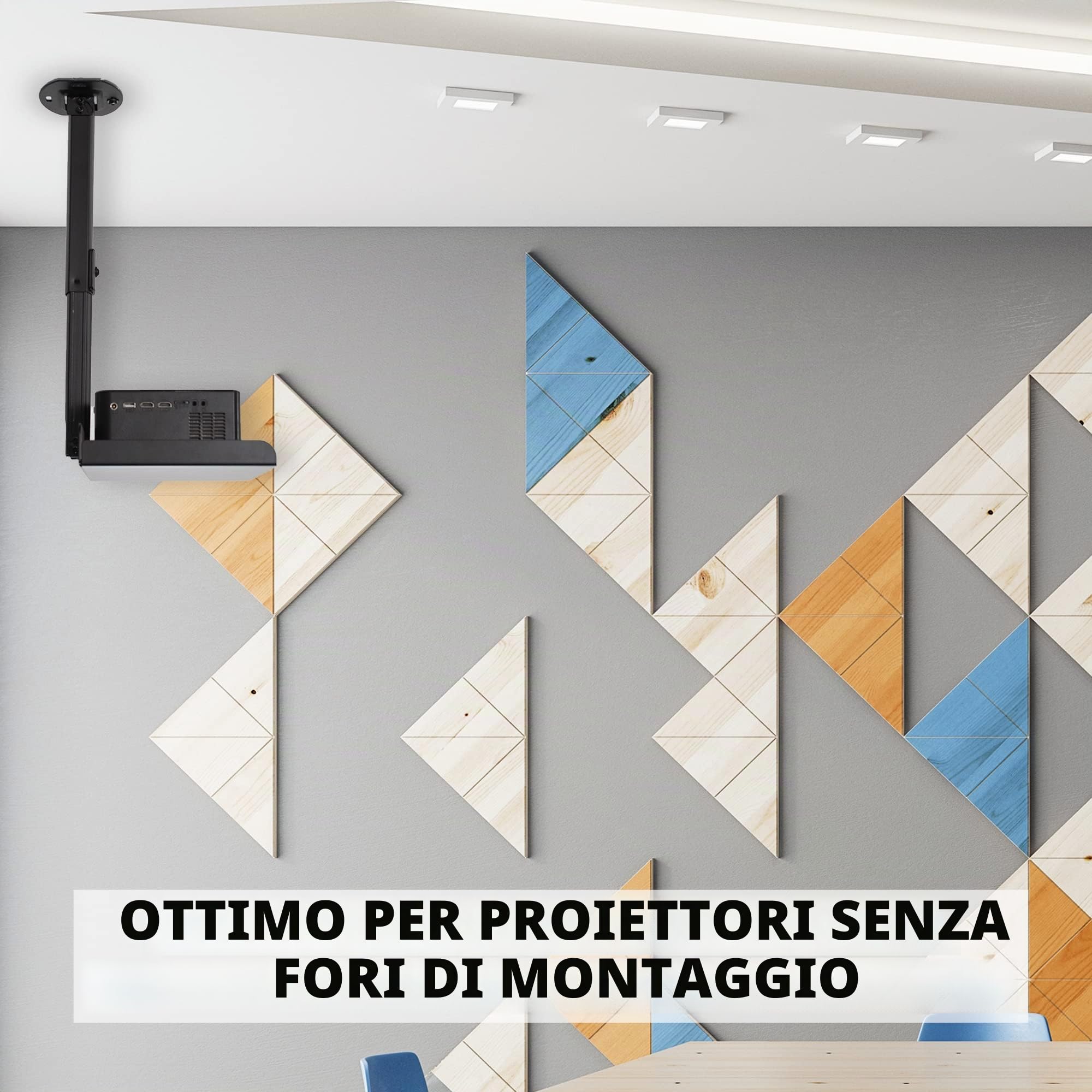 VIVO Supporto universale per proiettore allungabile a soffitto, proiezione regolabile in altezza, installazione senza fori, instradamento cavi nascosti, nero, MOUNT-VP08B