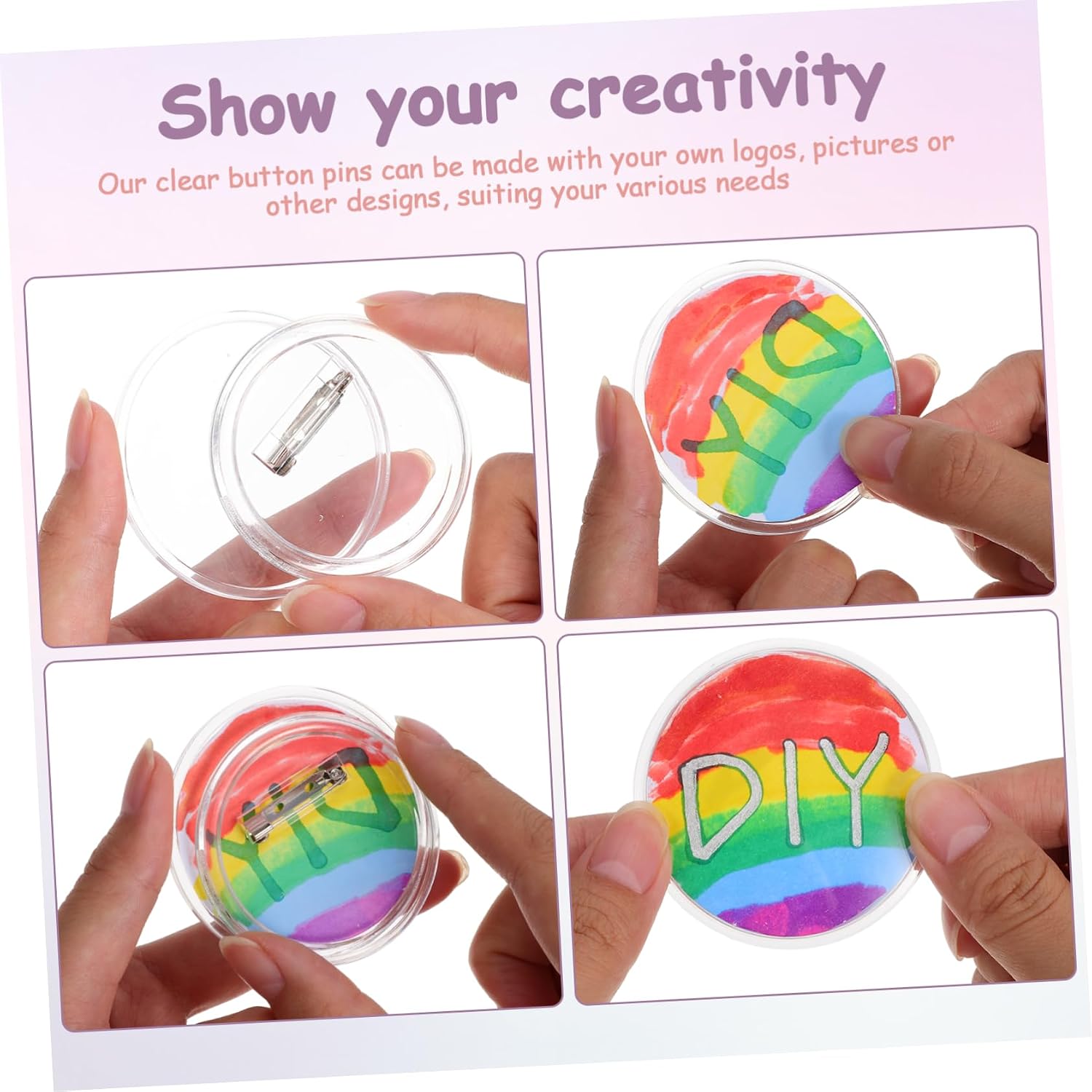 20pcs Acrylic Badge Pins for DIY Crafts Blank Button Pin Badges School Projects and Craft Activities