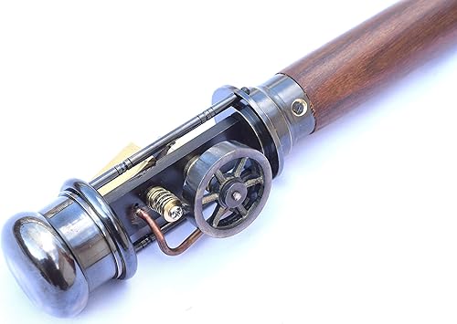 Miniatura 3 de NEOVIVID Bastón para caminar con modelo de motor de vapor que funciona, bastón para caminar Steampunk