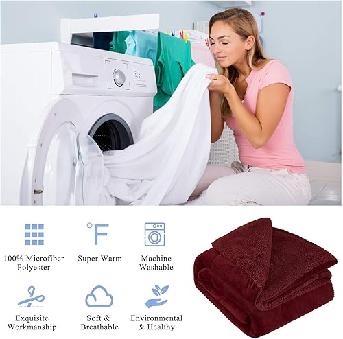 Miniatura 8 de Manta de lana JML, manta de Sherpa de 3 piezas, muy suave, cálida, estilo coreano, reversible, manta de borrego para el invierno estampada