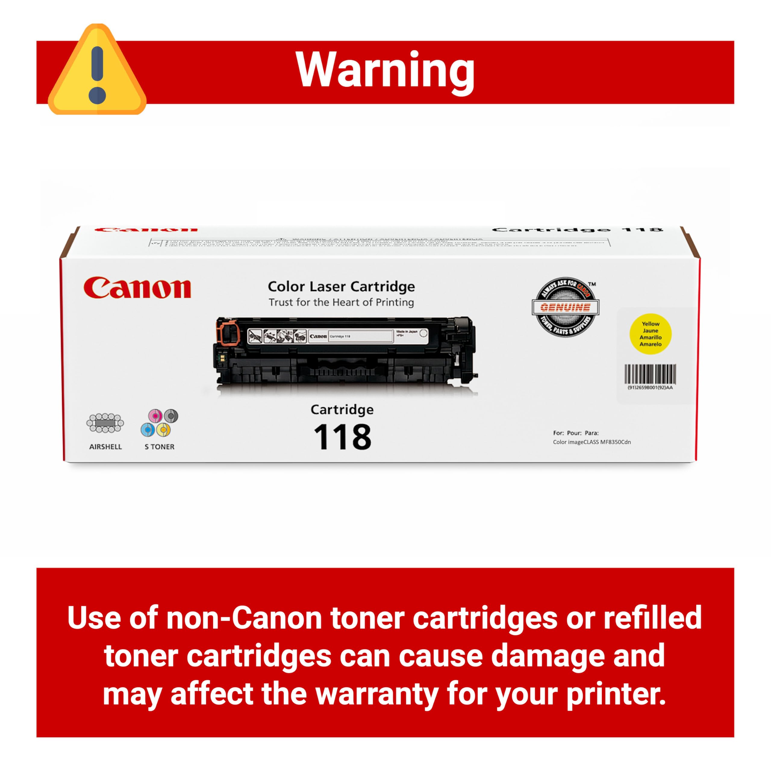 Amazon.com: Canon Genuine 118 Yellow Toner Cartridge Compatible