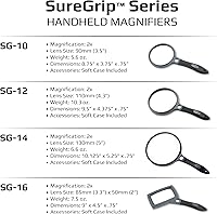 Vista 2 de Carson® SureGrip - Lupa de cristal de agarre suave con lente puntual de 10x (SG-10)
