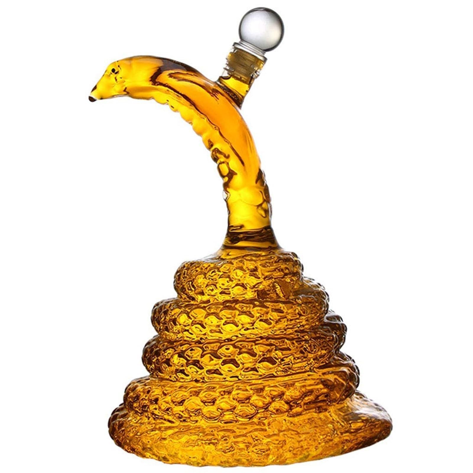 1000ML Decantador Whisky Arte Escultura - Decantador De Whisky Con Forma De Serpiente Cobra Real 3D, De Vidrio Soplado A Mano Sin Plomo, Con El Símbolo Del Zodíaco