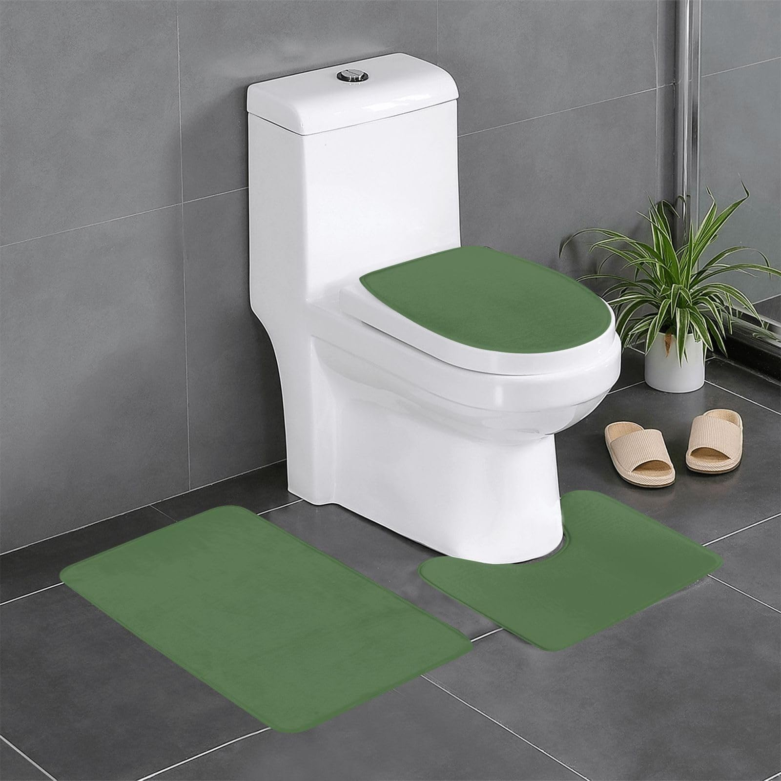Tapis de salle de bain cyan lot de 3 imprimés antidérapants lavables pour WC