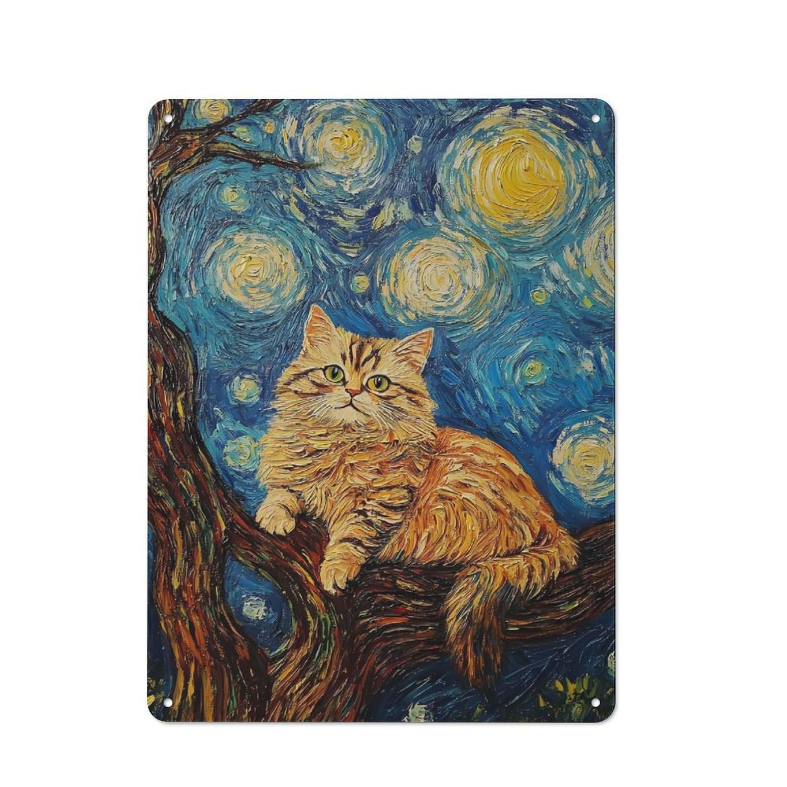 Junmoney Cat Rustic Metal Sign 40X30cm Featuring For Hallway Wall, A Decorative Gift For A Newly Furnished Hallway