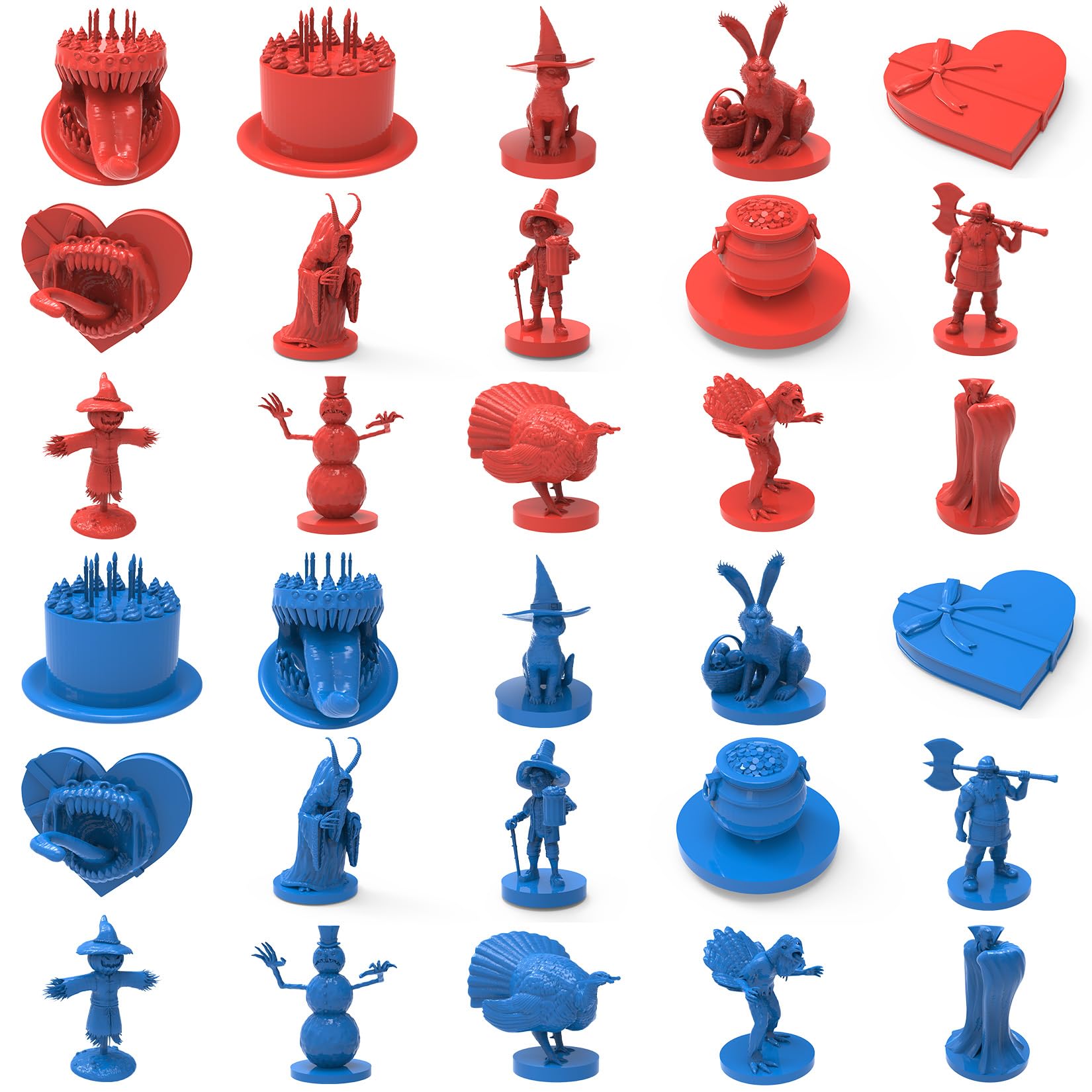 House of Bodian Mythical Heroes Holiday Edition - 30 Pcs in 15 Designs - Mini Figure Set for RPGs - Suitable Size for DND