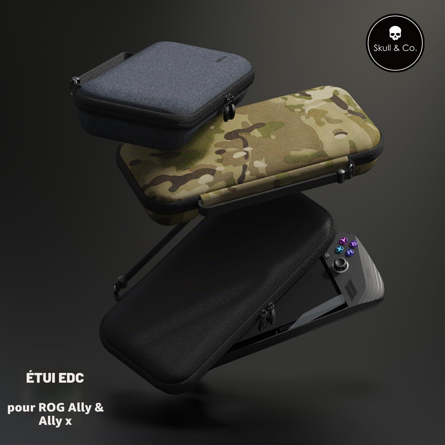 Skull & Co. Every Day Slim Carrying Case for ROG Ally X & ROG Ally : Protective Travel Case Portable Hard Shell Case - Denim