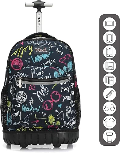 Miniatura 3 de Mochila con ruedas de 19 pulgadas para niños y niñas, viajes, escuela, estudiante, viaje...