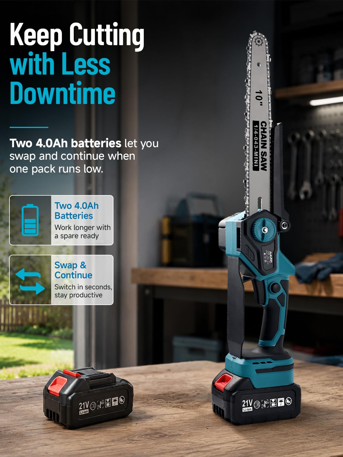 10'' Pole Saw - 2-in-1 Chainsaw for Tree Trimming -8