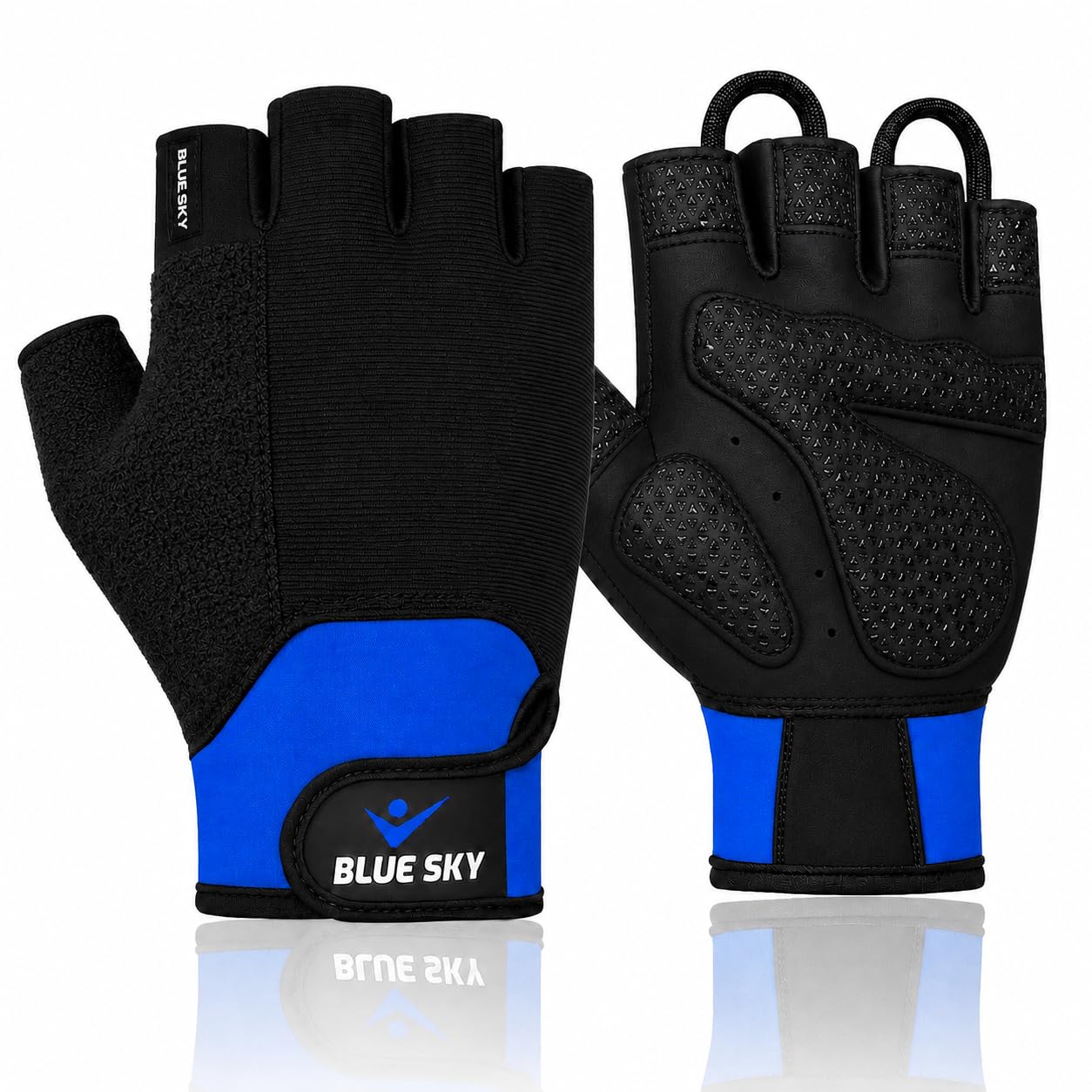 BLUESKYPORTS Weight Lifting Gloves for Men & Women CrossFit Training Breathable Workout Gloves Non-Slip Silicone Grip Padded Palm Pull Up Gloves for Weightlifting Gym Gloves (Black & Blue, S) โ image 1