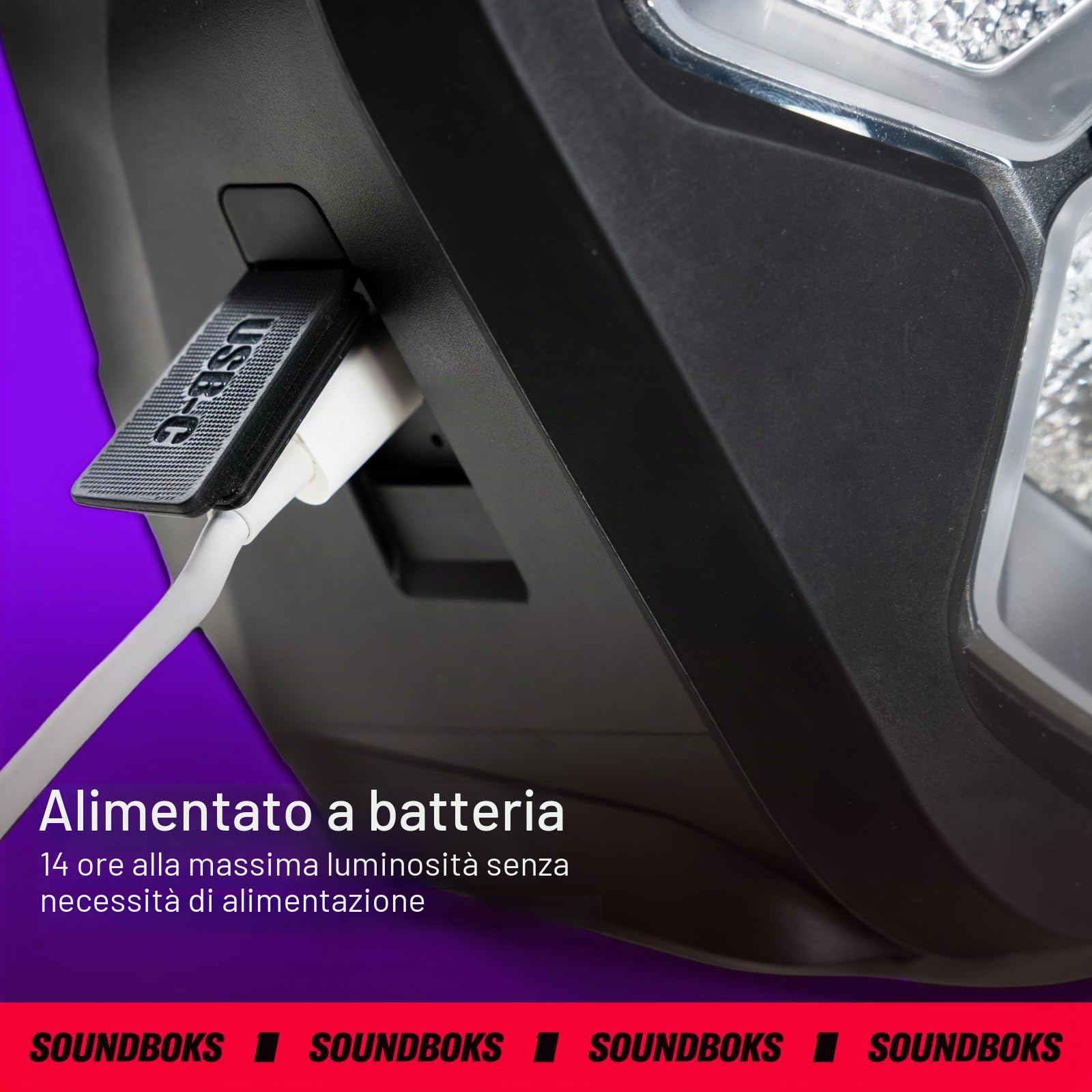 SOUNDBOKS Lightboks, luce portatile per feste, compatibile con tutti gli altoparlanti, luce controllata dalla musica, audio reattiva con controllo app, impermeabile IP65, connessione TeamUp ideale per