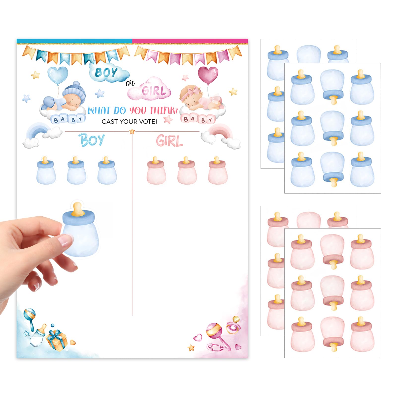 KYSUN Gender Reveal Decorations - 36 Voting Game Set - Boy or Girl Party Supplies - Gender Reveal Ideas