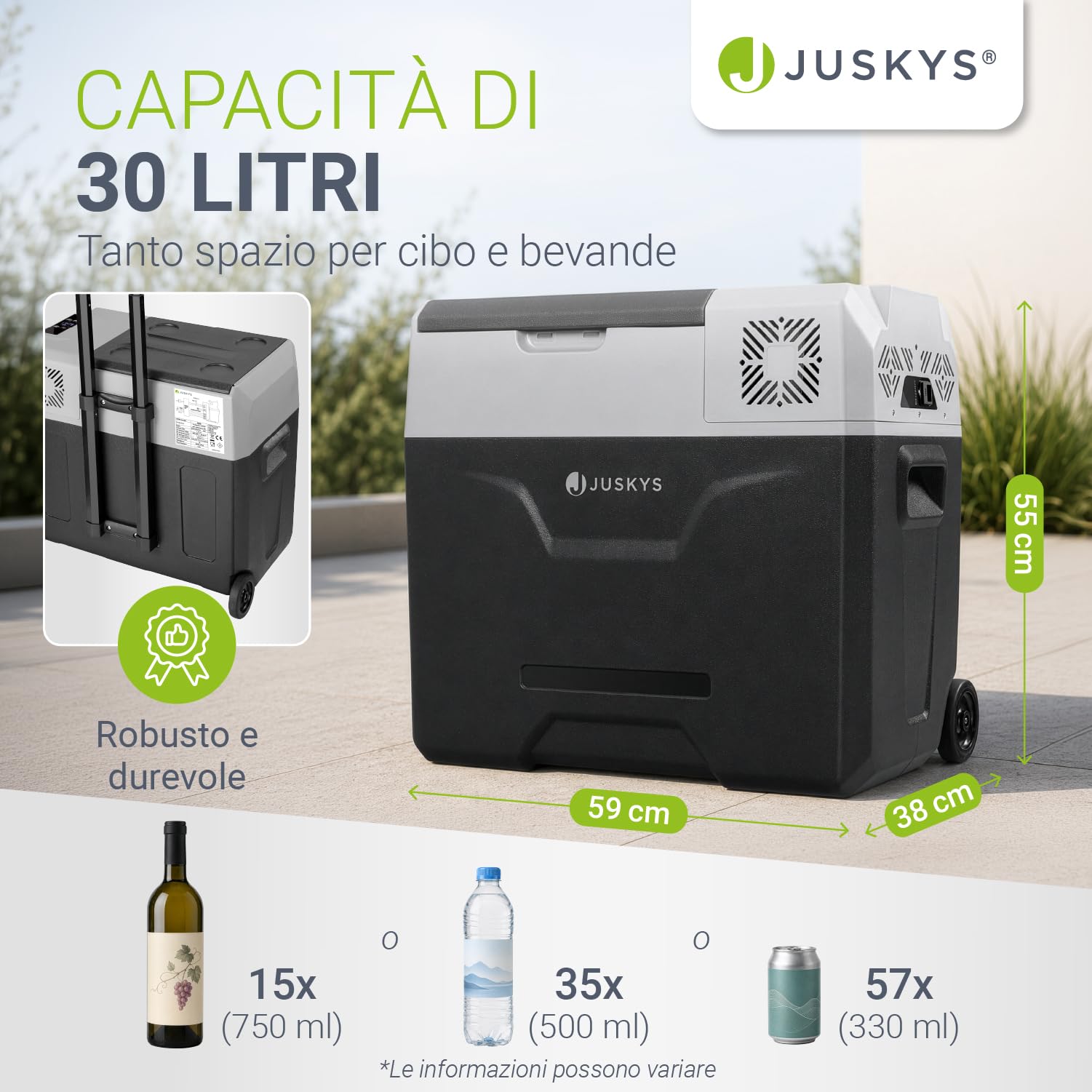 Juskys Frigo compressore Yukon 12/24/230V – Portatile caldo freddo per auto, camper, camion, campeggio – Mini refrigeratore elettrico - grigio