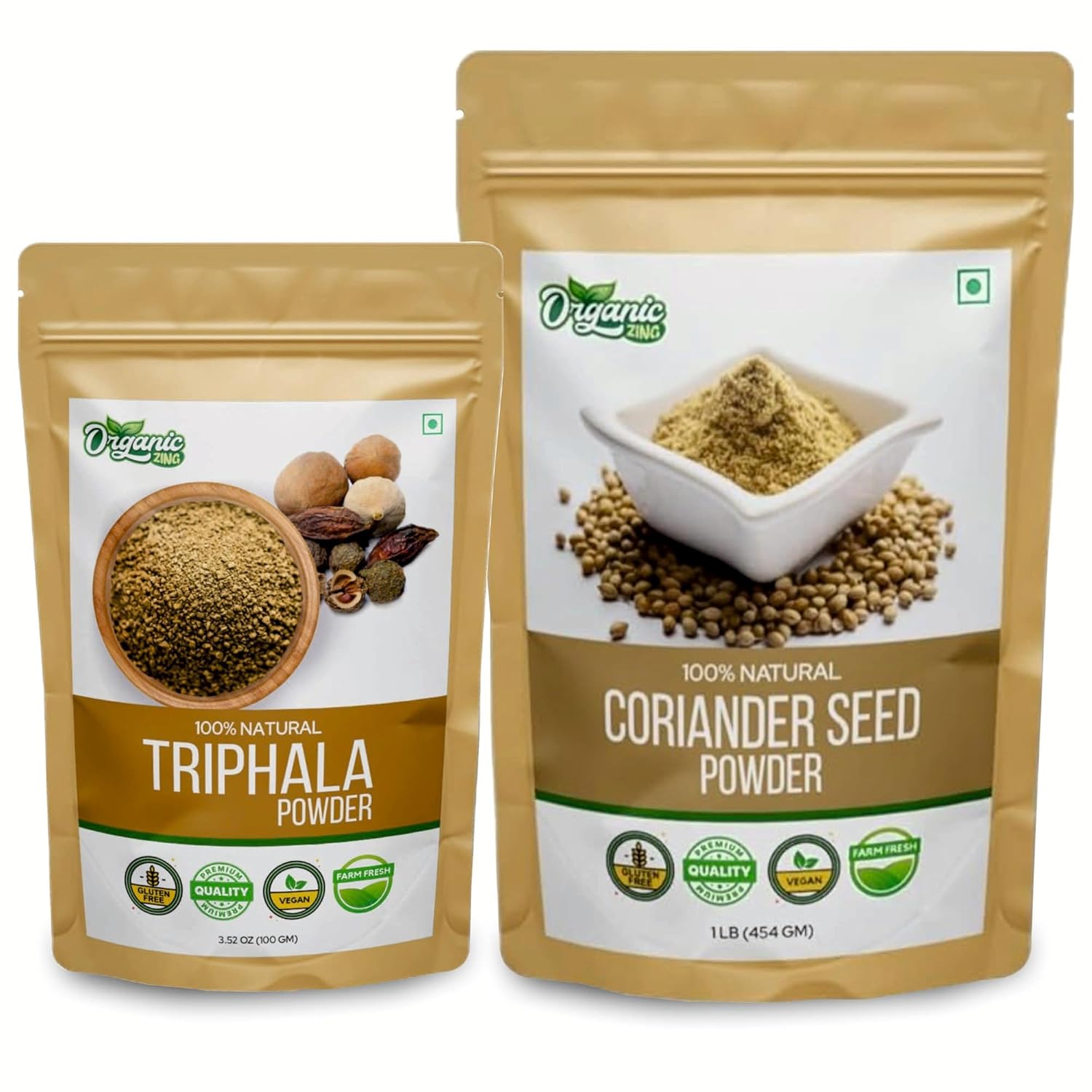 Organic Zing Coriander Seed- 454g & Triphala Powder- 100g
