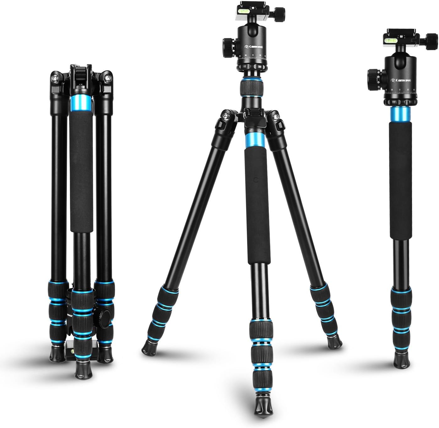 Camera Tripod for Camera - Aluminum Tripod Monopod with 360 Degree Panorama Ball Head 1/4’’ Screw Quick Release Plate Fits for Canon Nikon Phone Camcorder Binocular Projector - Tripod