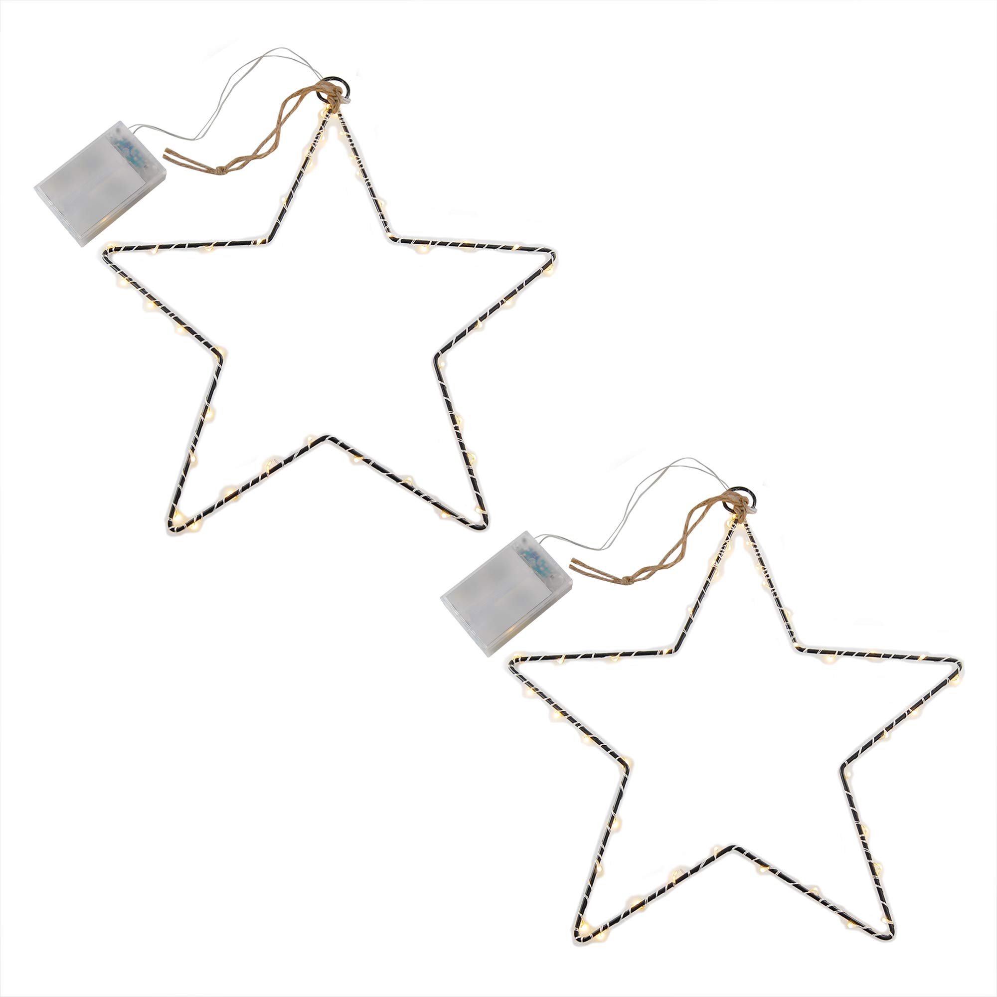 LumaBase Battery Operated LED Lighted Metal Stars - Set of 2