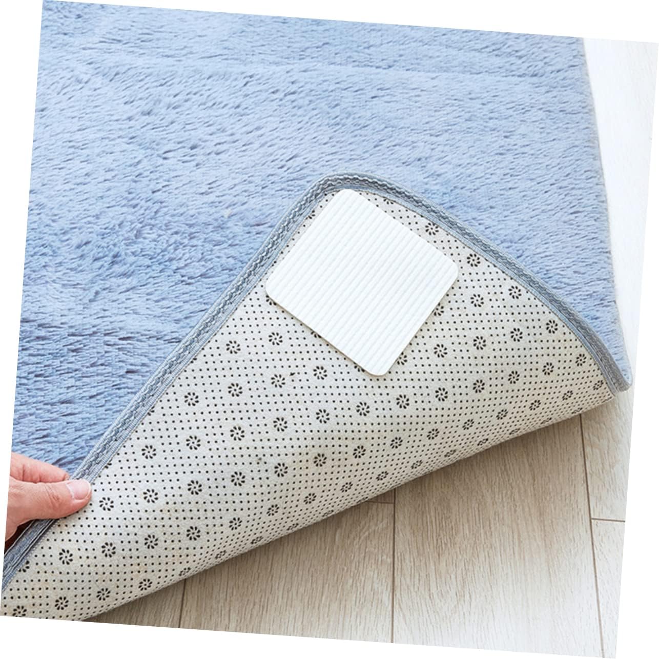 Levemolo 8pcs - Carpet Stickers Non-Woven Adhesive Rug Fixation for Area Rugs Washable Traceless Non-Skid Tapes for Use