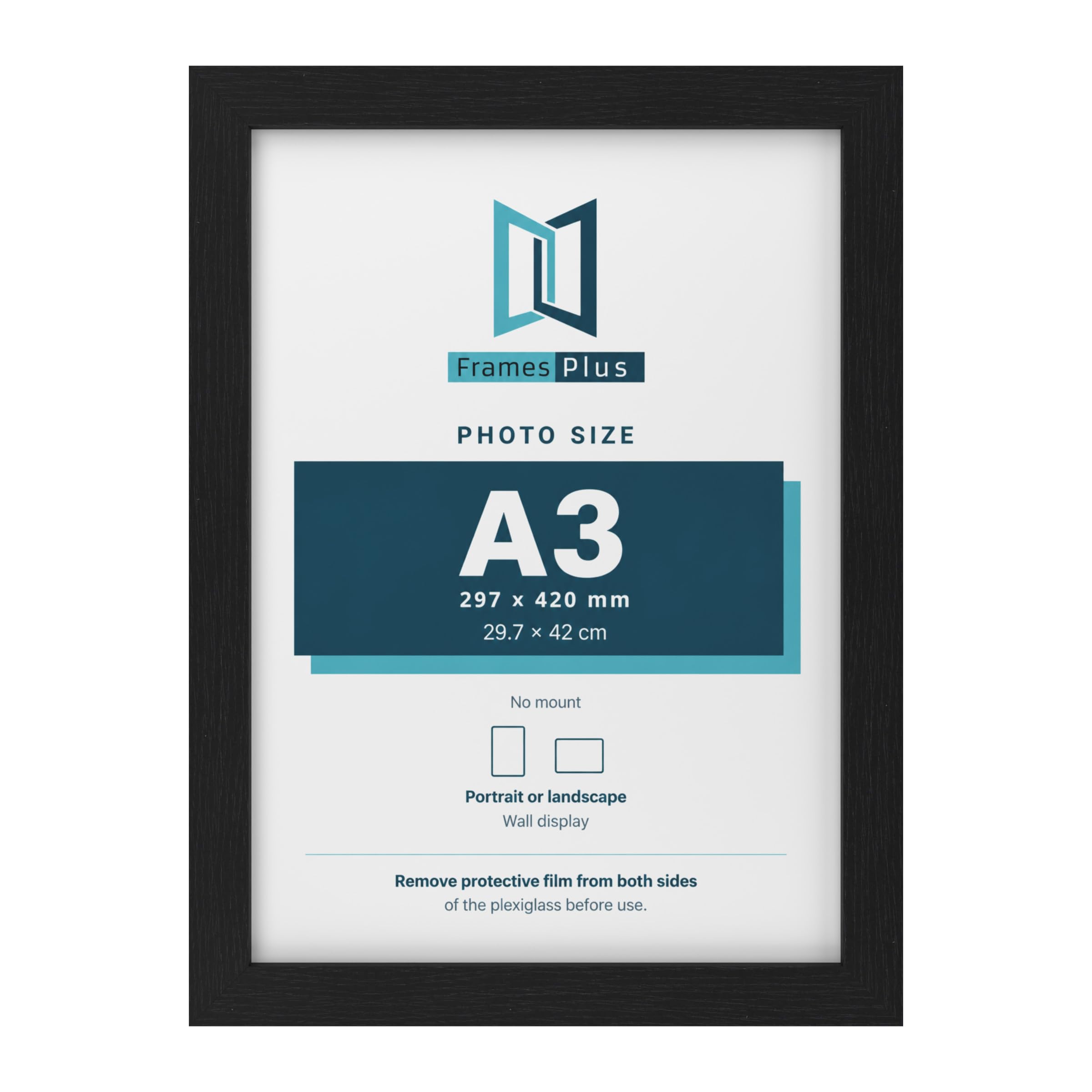 FramesPlus A3 Picture Frame, Black, Modern Photo Frame for Wall — image 1