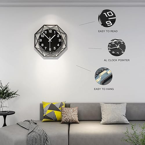 Miniatura 4 de Relojes de pared grandes para decoración de sala de estar, 16 pulgadas, silencioso, moderno, reloj de pared, funciona con pilas, sin tictac, reloj