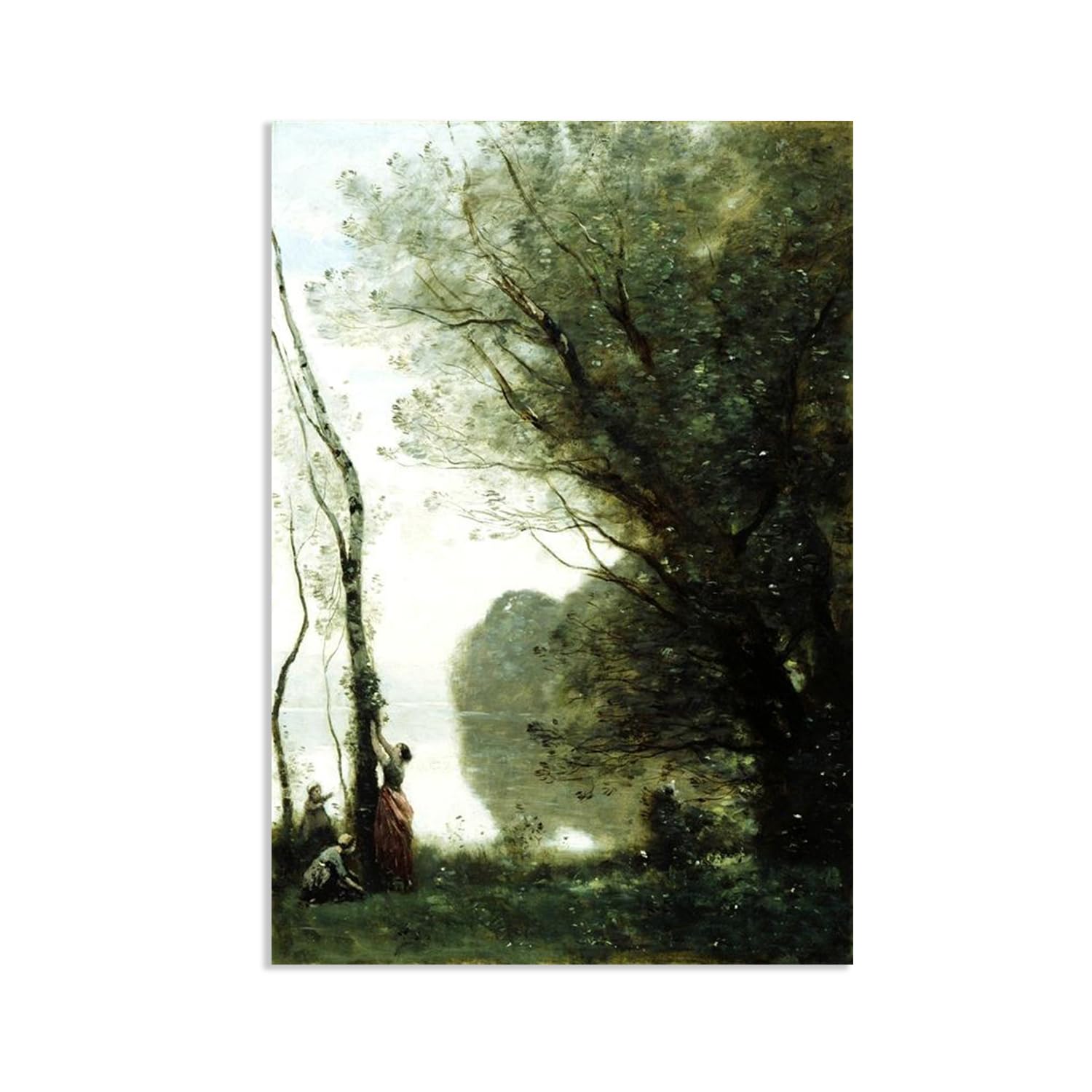 Hau3sh3a Jean Baptiste Camille Corot Wall Art Gathering Fruit at Mortefontaine Famous Nature Painting Print Giclee Canvas Wall Decor for Living Room Bedroom Office Home Decor85x60cm(33x24in) Poster