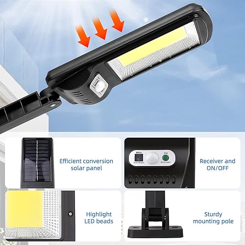 UCGG Luz solar de calle, 3 modos de iluminación, 1 paquete de luz solar para exteriores, IP67 impermeable, luz LED de inundación de seguridad con