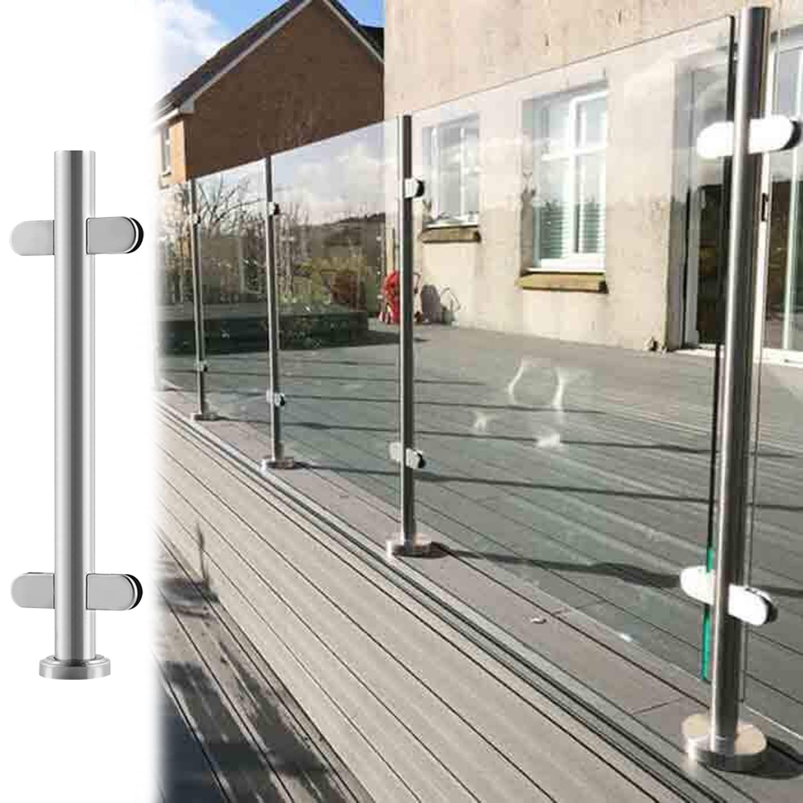Poteau de balustrade clôture de piscine en acier inoxydable argenté pour garde-corps
