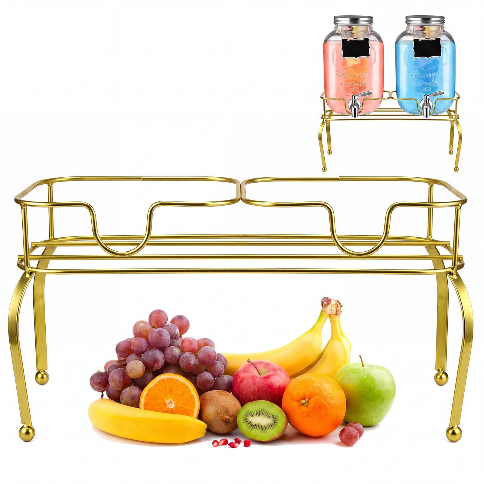 Photo 1 of Blulu Metal Drink Dispenser Stand for Parties - Gold, 2 Compartments