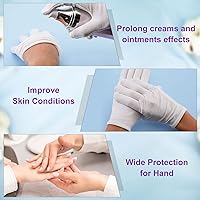 Vista 5 de 24 pares de guantes de algodón suave, lavables, hidratantes, aptos para eczema, elásticos para inspección de monedas, hombres y mujeres