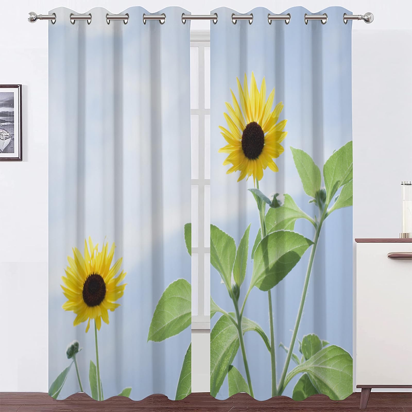 ひまわりデザイン カーテン 100cm x 180cm 二枚一組 ひまわりデザイン カーテン 100cm x 180cm 二枚一組