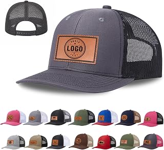 Custom Hats for Men and Women, Personalized Baseball Cap with Leather Patch