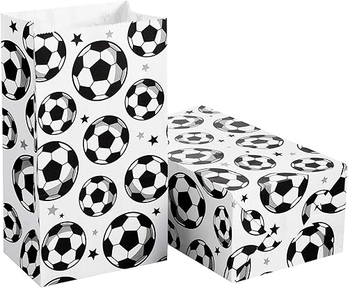 Miniatura 3 de Blulu Paquete de 30 bolsas de papel para fiesta de fútbol, bolsas de golosinas para golosinas, regalo para fiestas temáticas de fútbol