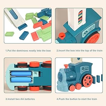 2023 Domino Trains Electric Dominoes Automatic Train Sound And Light Cards Children Toy Cars Gifts Domino Toy