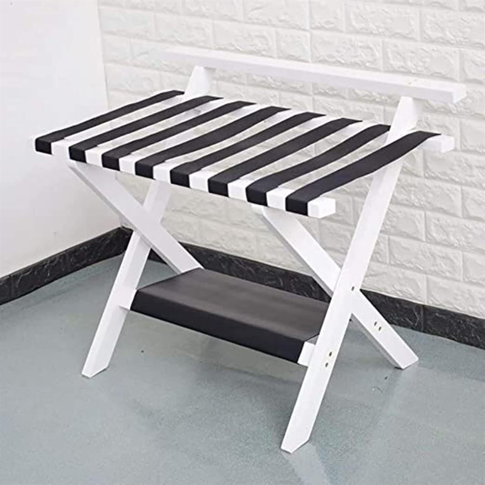 Stojak Na Walizki Z Do Pokoju Gościnnego 2-pakowe Stojaki Na Bagaże Drewniany Stojak Walizki Z Półką Bagaż Do Hotelu(White)