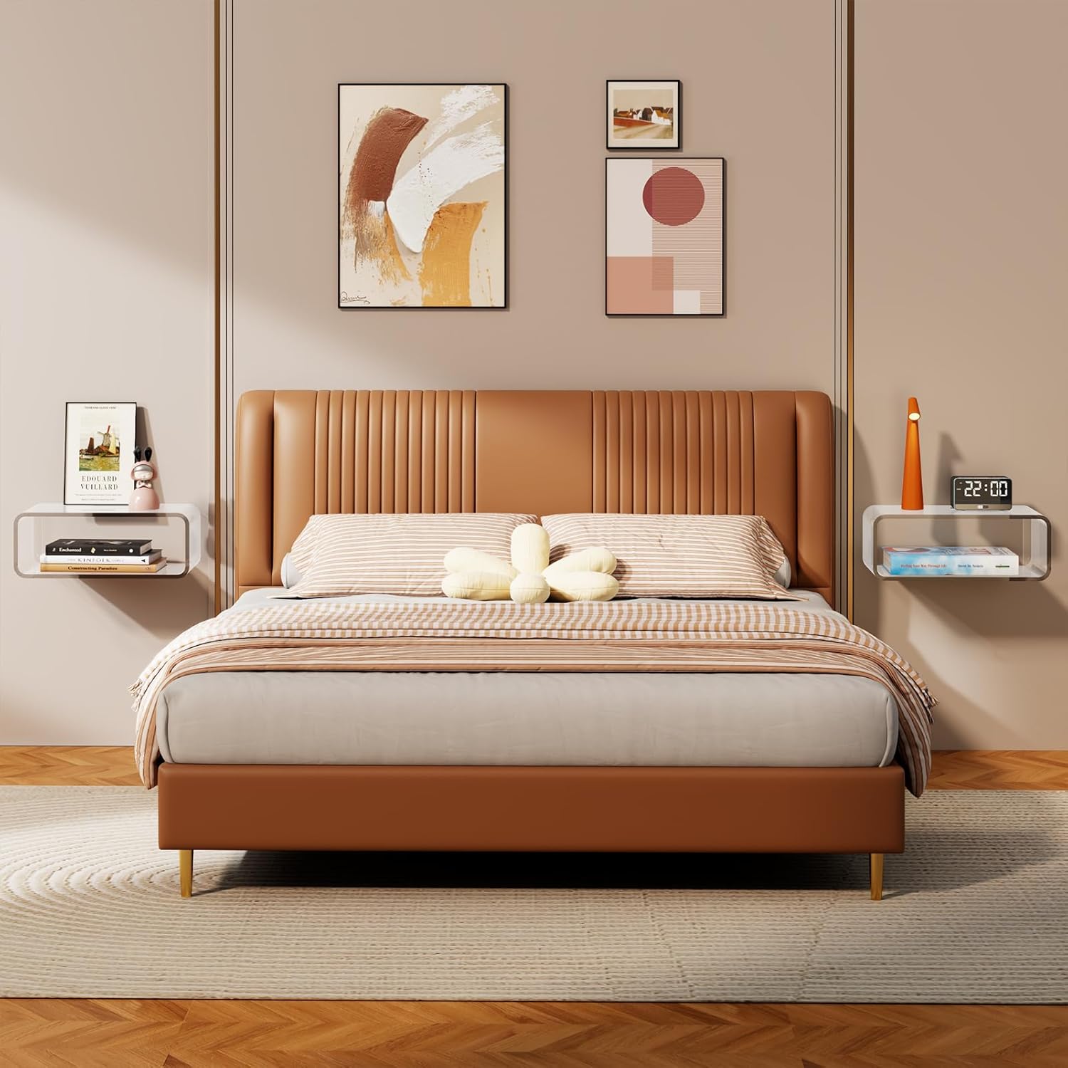 Acrylic Transparent Floating Nightstand - Wall-Mounted Modern Bedside Table, Ultra Minimalist Invisible Design, Space-Saving Clear Acrylic Shelf with Stunning Floating Effect for Bedroom,Office,etc.