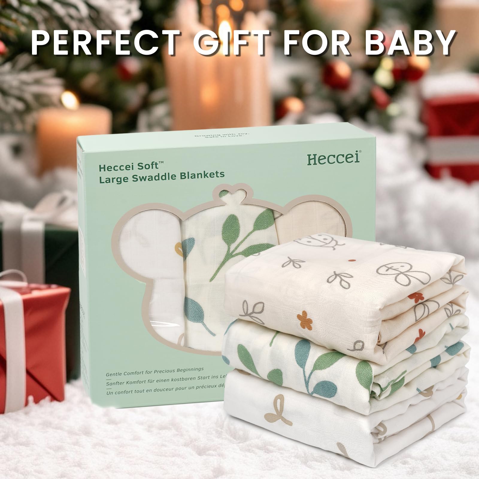 Easnea Baby Wickeldecke Groß 110x110cm - Baumwolle Musselin Unisex Zitrone