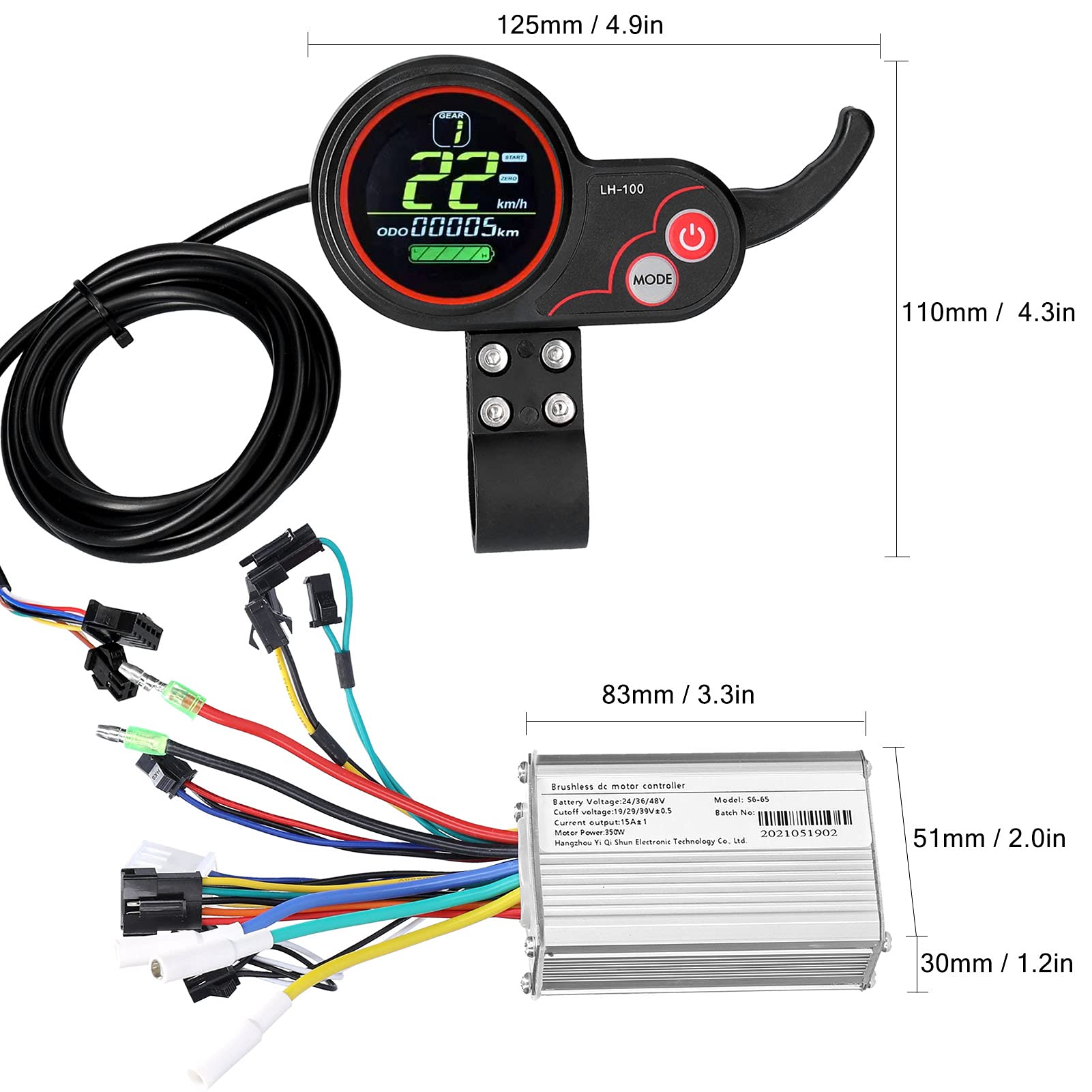 Centralina Monopattino Elettrico Pannello di controllo del display impermeabile controller senza spazzole 2 4V-48V 350W Kit pennello scooter elettrico