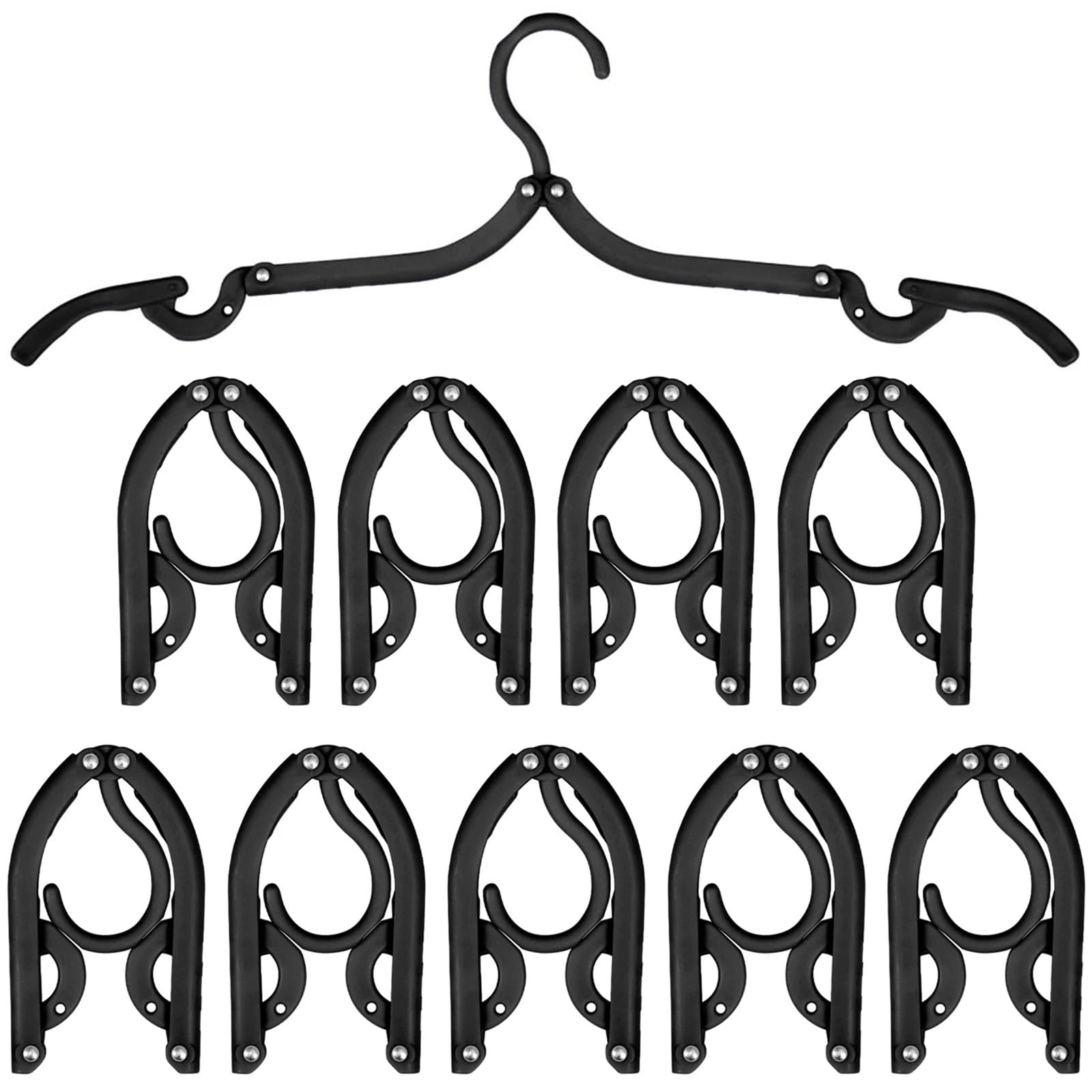 Travel Hangers 10Pcs Foldable Travel Hangers Non-Slip Multi-Function Clothes Drying Rack for Outdoor Camping