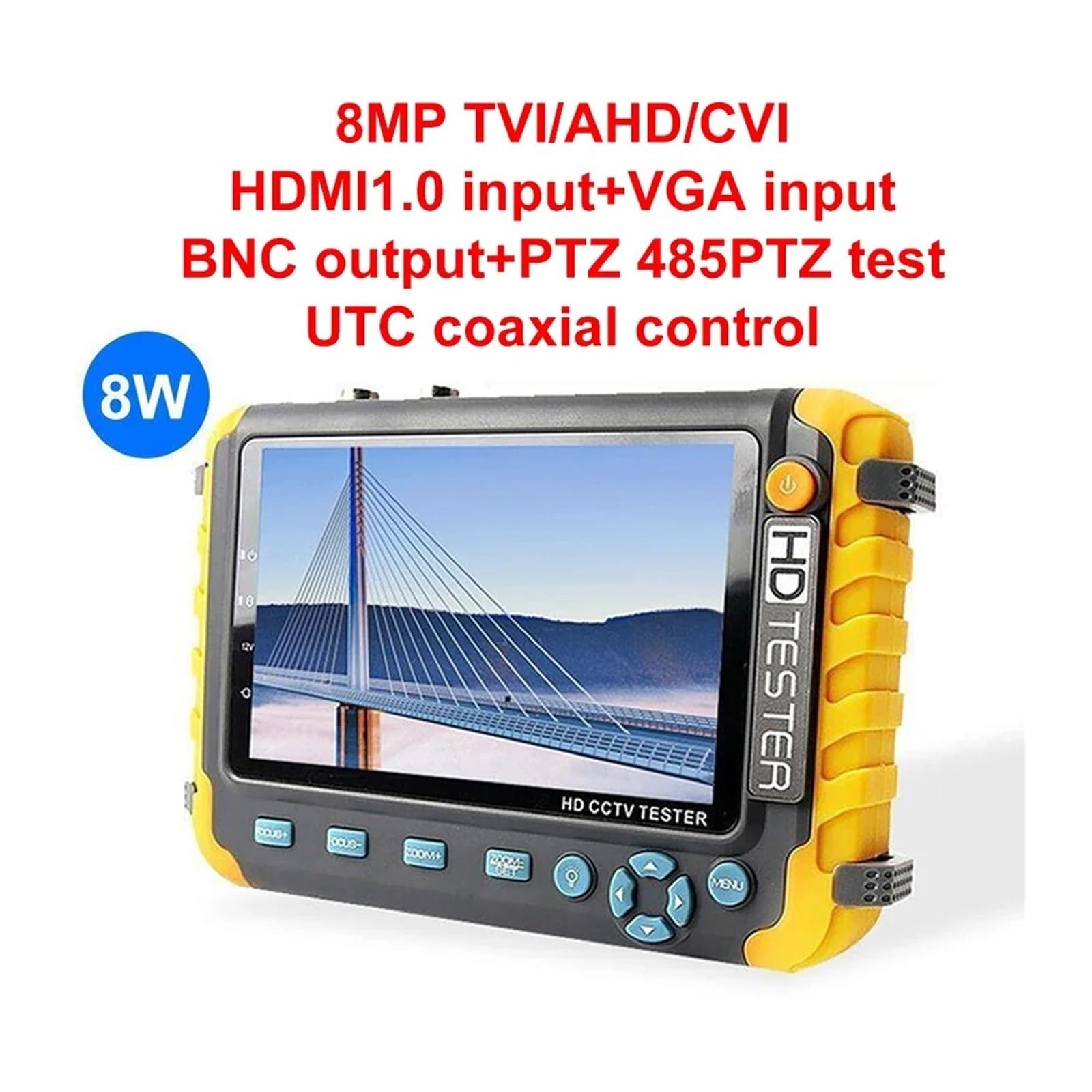 Tester CCTV, CCTV Tester Monitor Mini IV8W Monitor Portatile For Telecamera Di Sicurezza Tester 8MP CVI TVI AHD Tester VGA Strumenti CCTV Monitor(IV8W)