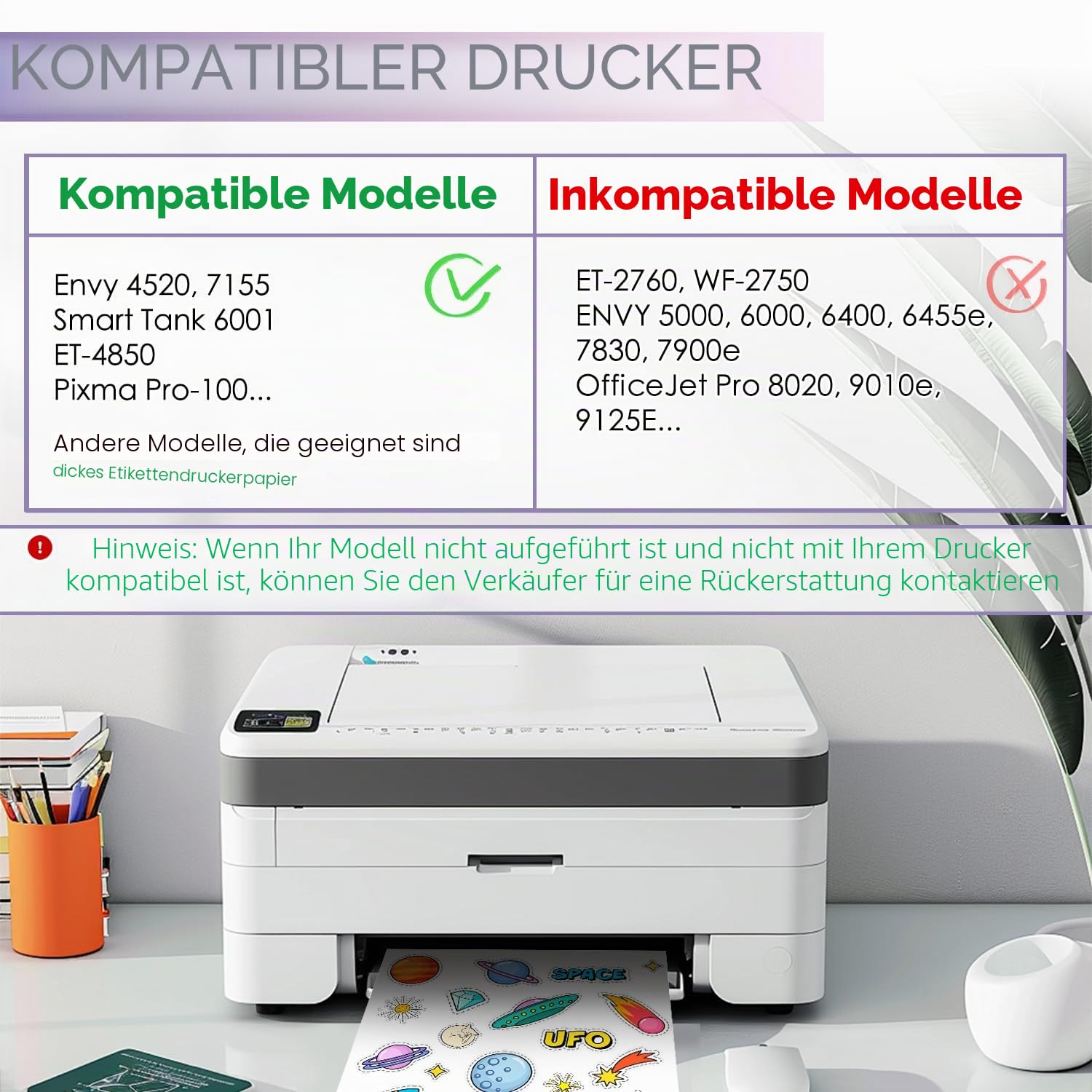 Koala bedruckbares Vinyl-Aufkleberpapier für Tintenstrahldrucker – 20 Blatt glänzendes weißes wasserbeständiges Klebeetikettenpapier – 21,6 x 27,9 cm, reißfest, ablösbar