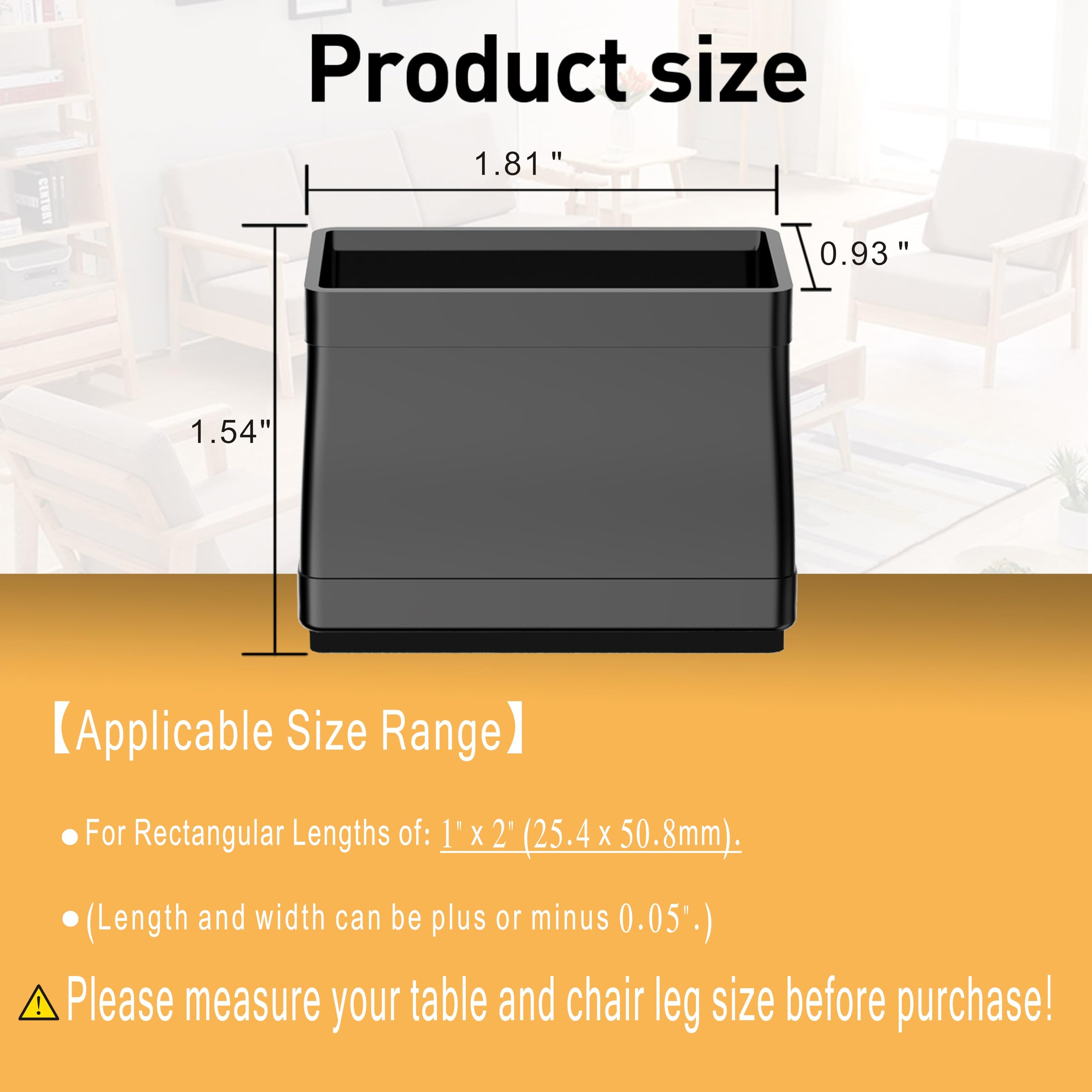 1 x 2 protectores rectangulares para patas de silla, almohadillas antideslizantes para muebles, suelos de madera dura, pinzas antideslizantes para muebles, tapas de silicona para patas de muebles, (16
