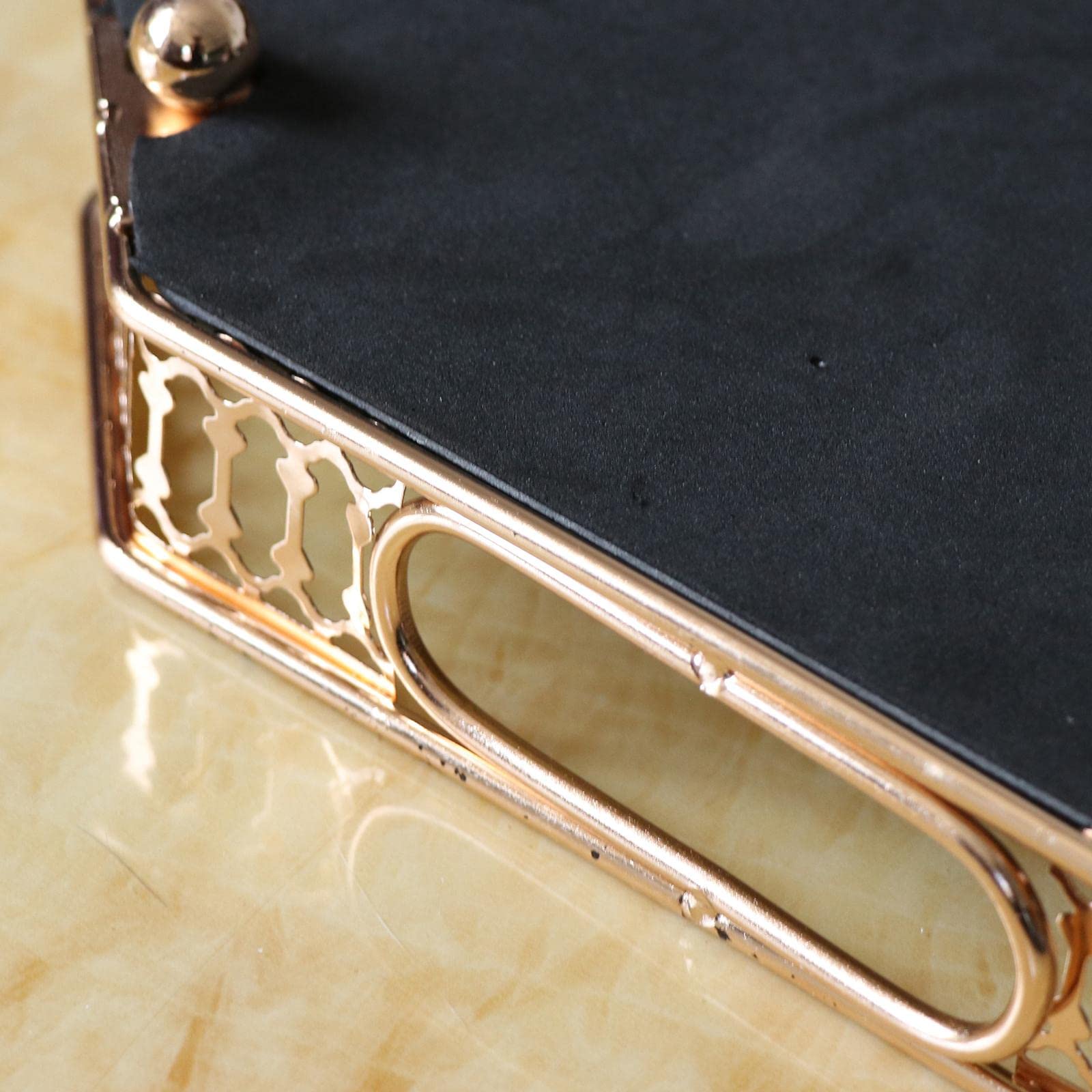 Homozy Decorative Metal Serving/Dressing Table Drinks Cradle Trays with Mirror Base, Gold Finish