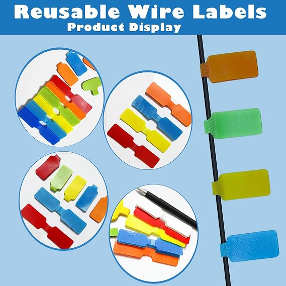 20 Pcs Multi-Color Cable Labels (1.75in*0.78in) Write On Cord Tags for Management, Identification and Organization