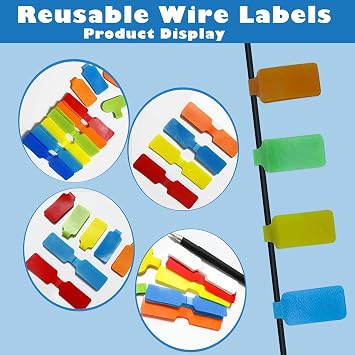 20 Pcs Multi-Color Cable Labels (1.75in*0.78in) Write On Cord Tags for Management, Identification and Organization