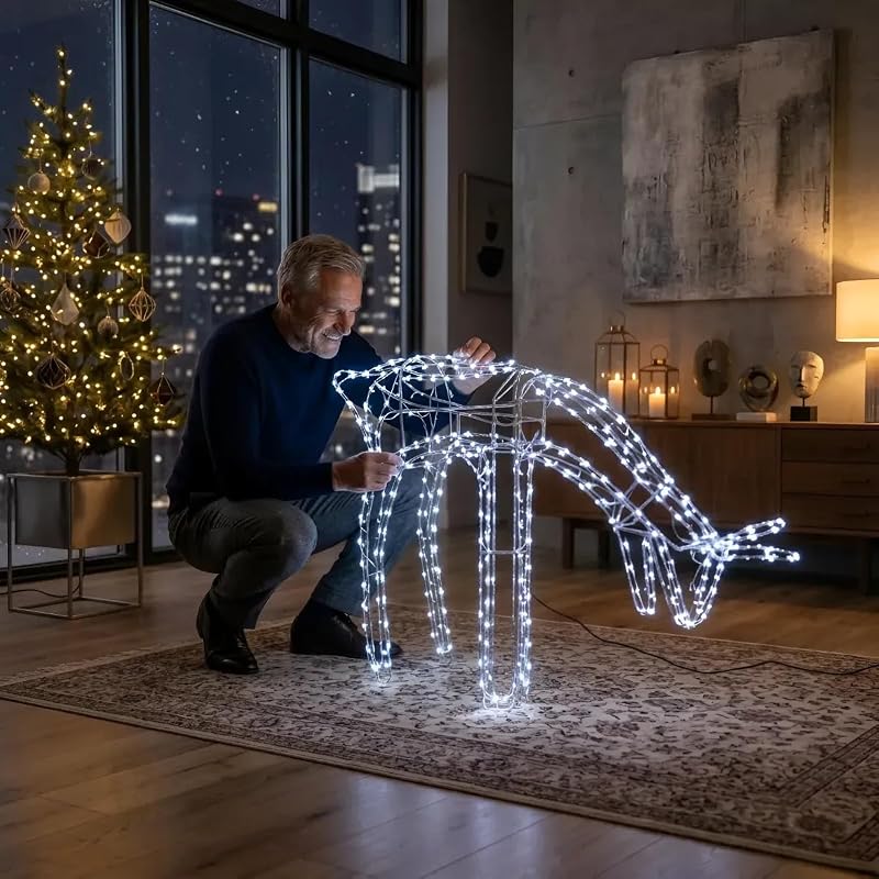 Rena Natalina Led Branco Frio Com Movimento Externo, 63x110 cm (220, Volts)