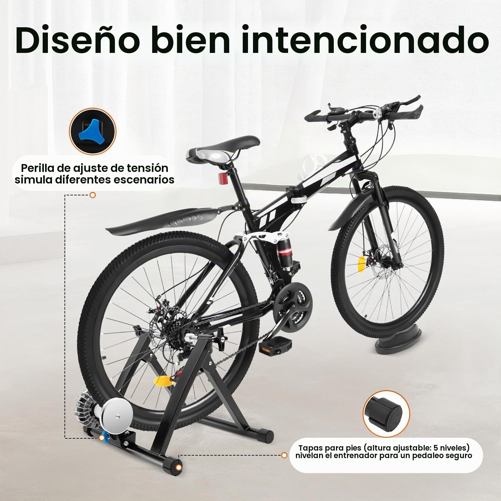 Ciclismo Ejercicio Estacionario Bicicleta,Rodillo de Entrenamiento Bicicleta, Soporte de Entrenamiento de Bicicleta de Liberación Rápida Soporte para Montaña y Carretera