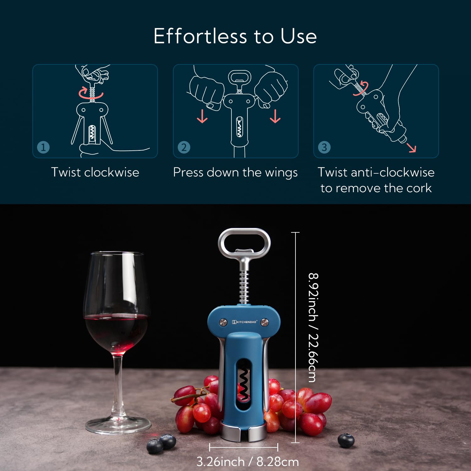 Luxury 3-in-1 Wine Opener - Foil Cutter & Bottle Opener -4