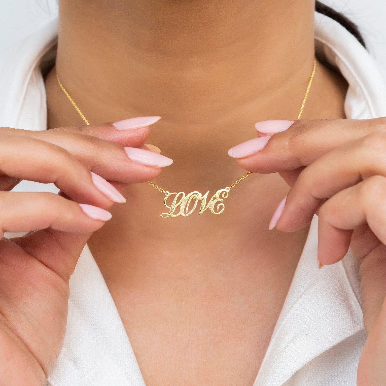 Personalizado collar con nombre placa con nombre collar oro para ella Día de la Madre Navidad