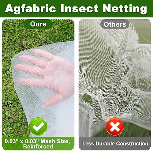 Miniatura 4 de Agfabric Red de protección de jardín de 1,98 m x 30,5 m, barrera contra insectos y plagas, red para pájaros para protección de jardín, malla de