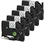 9mm Label Maker Tape TZe-221 Compatible with Brother PT-D210 PTH110 PT-H200bp PT-D200 PT-1880 Tape 3/8 Inch TZ Tze Tape TZe221 P Touch Label Tape Label Maker Tape Refills 9 mm, 5 Pack